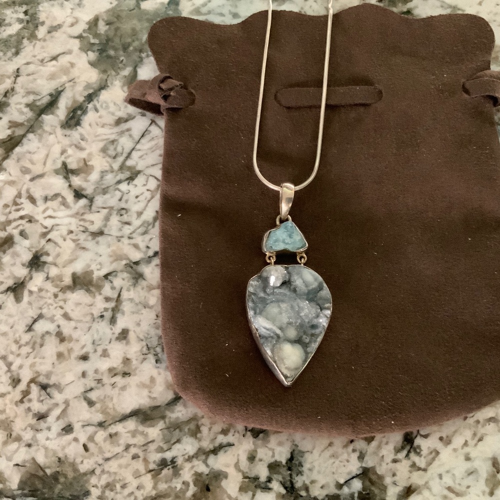 Drusy pendant Sterling silver